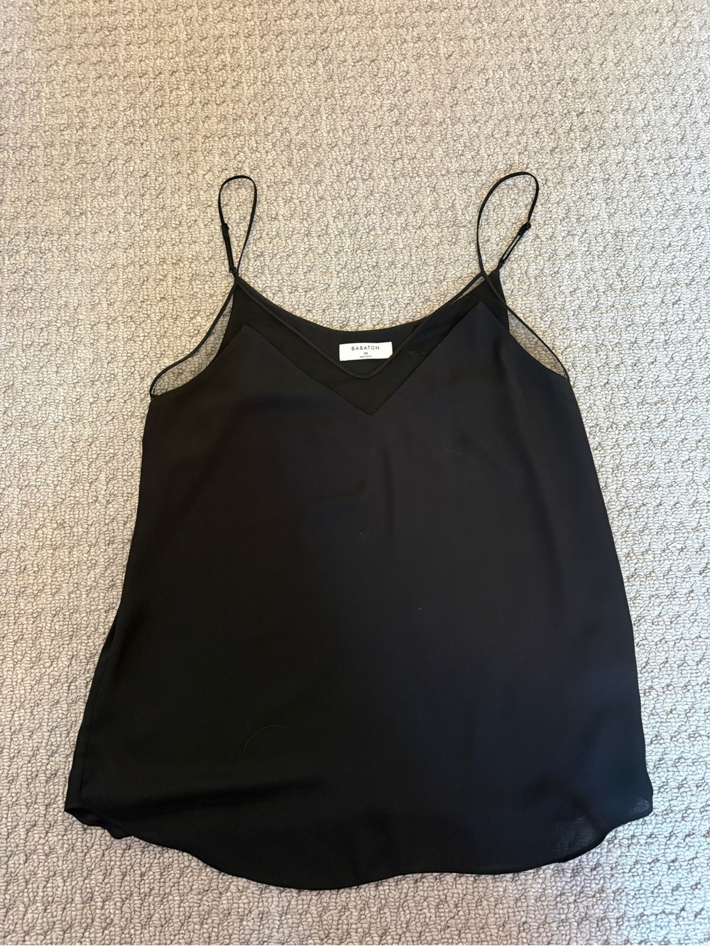 Babaton Black Silk-Blend V-Neck Cami